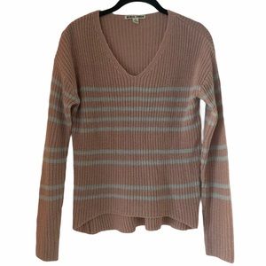 Moral Fiber Pink & Grey Striped Sweater S